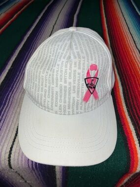 Topgolf Pink Ribbon Breast Cancer Awareness White Hat Adjustable